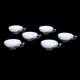 (6) Saucer Cups, Meissen Blue Crossed Swords Mark