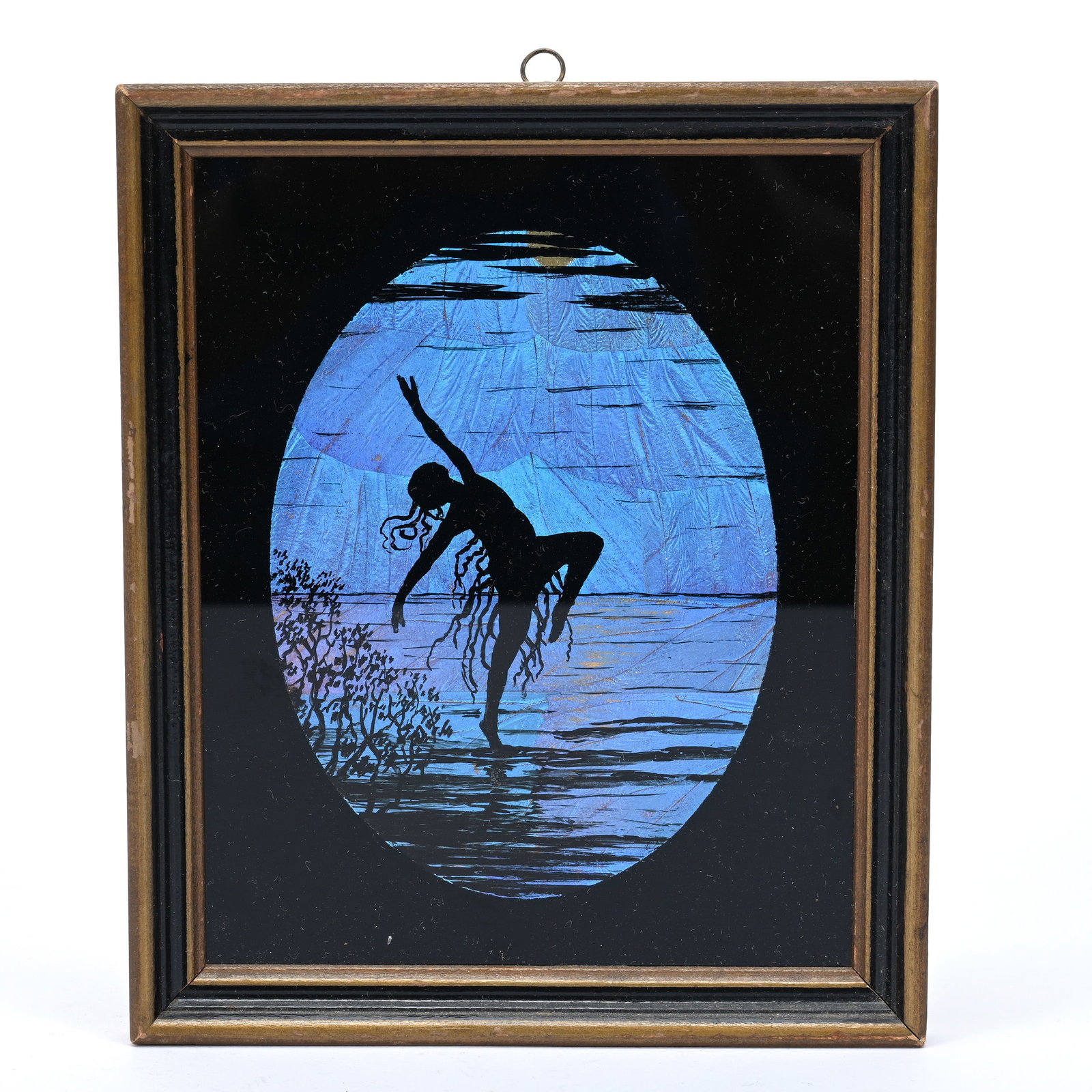Framed Silhouette Of Dancer: Framed Silhouette Of Dancer, 7" x 5.75", Made From Butterfly Wings, Frank Cox Estate, Denver, Colorado.