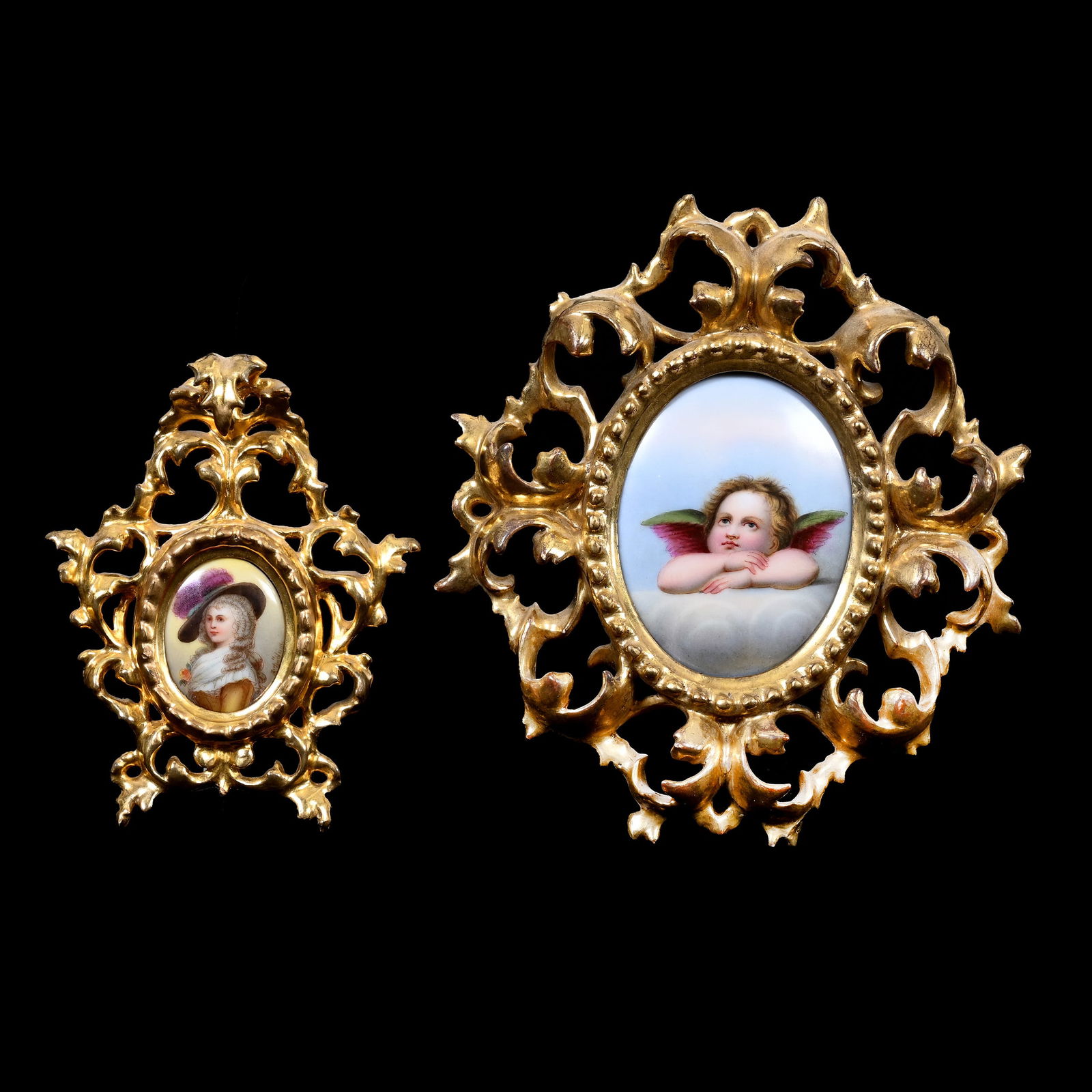 (2) Oval Hand Painted Porcelain Plaques, German (1 of 2)