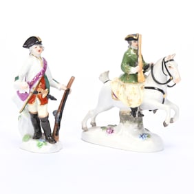 (2) Figurines, Meissen Blue Crossed Swords Mark