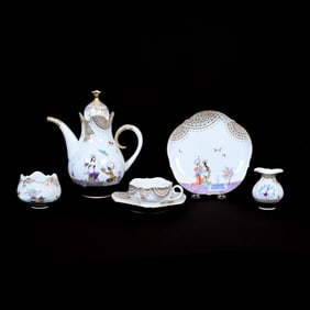 (6) Items, Meissen Blue Crossed Swords Mark