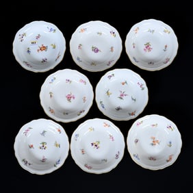 (8) Bowls, Meissen Blue Crossed Swords Mark