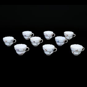 (9) Cups, Meissen Blue Crossed Swords Mark