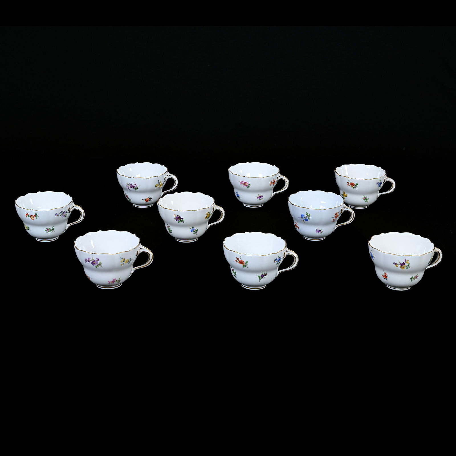 (9) Cups, Meissen Blue Crossed Swords Mark (1 of 8)
