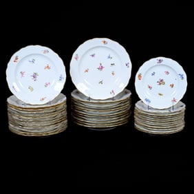 (36) Plates, Meissen Blue Crossed Swords Mark