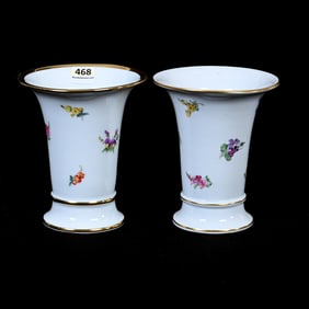 (2) Vases, Meissen Blue Crossed Swords Mark