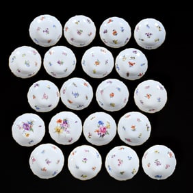 (20) Small Dishes, Meissen Blue Crossed Swords Mark