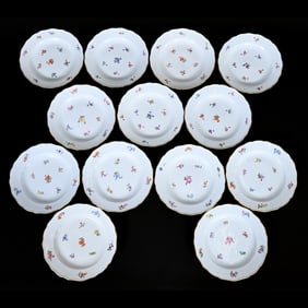 (13) Plates, Meissen Blue Crossed Swords Mark