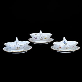 (3) Gravy Boats/Attached Underplates, Meissen