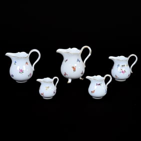 (5) Pitchers, Meissen Blue Crossed Swords Mark