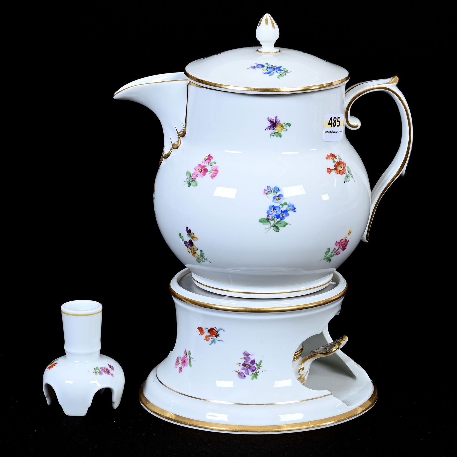 Tea Pot On Warming Stand, Meissen Blue Crossed Swords (1 of 3)