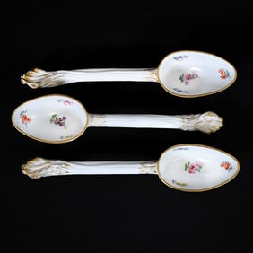 (3) Ladles, Meissen Blue Crossed Swords Mark