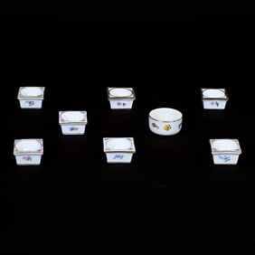 (8) Salt Dips, Meissen Blue Crossed Swords Mark