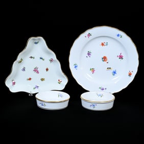 (4) Items, Meissen Blue Crossed Swords Mark