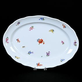 Oval Tray, Meissen Blue Crossed Swords Mark