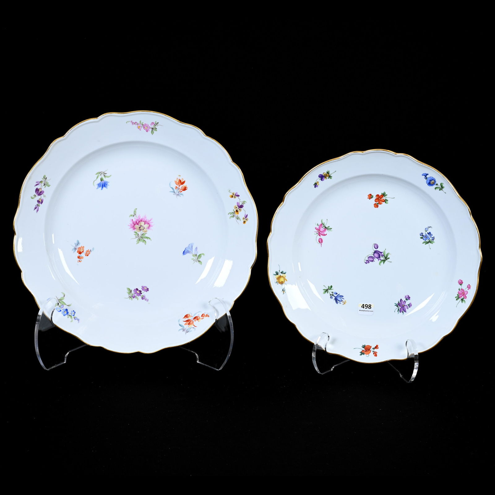 (2) Round Trays, Meissen Blue Crossed Swords Mark (1 of 3)