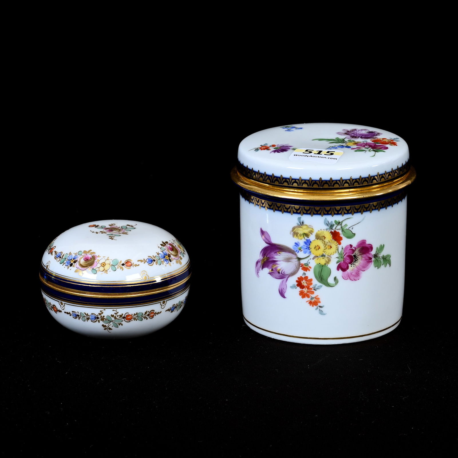 (2) Round Covered Boxes, Meissen Blue Crossed Swords (1 of 3)