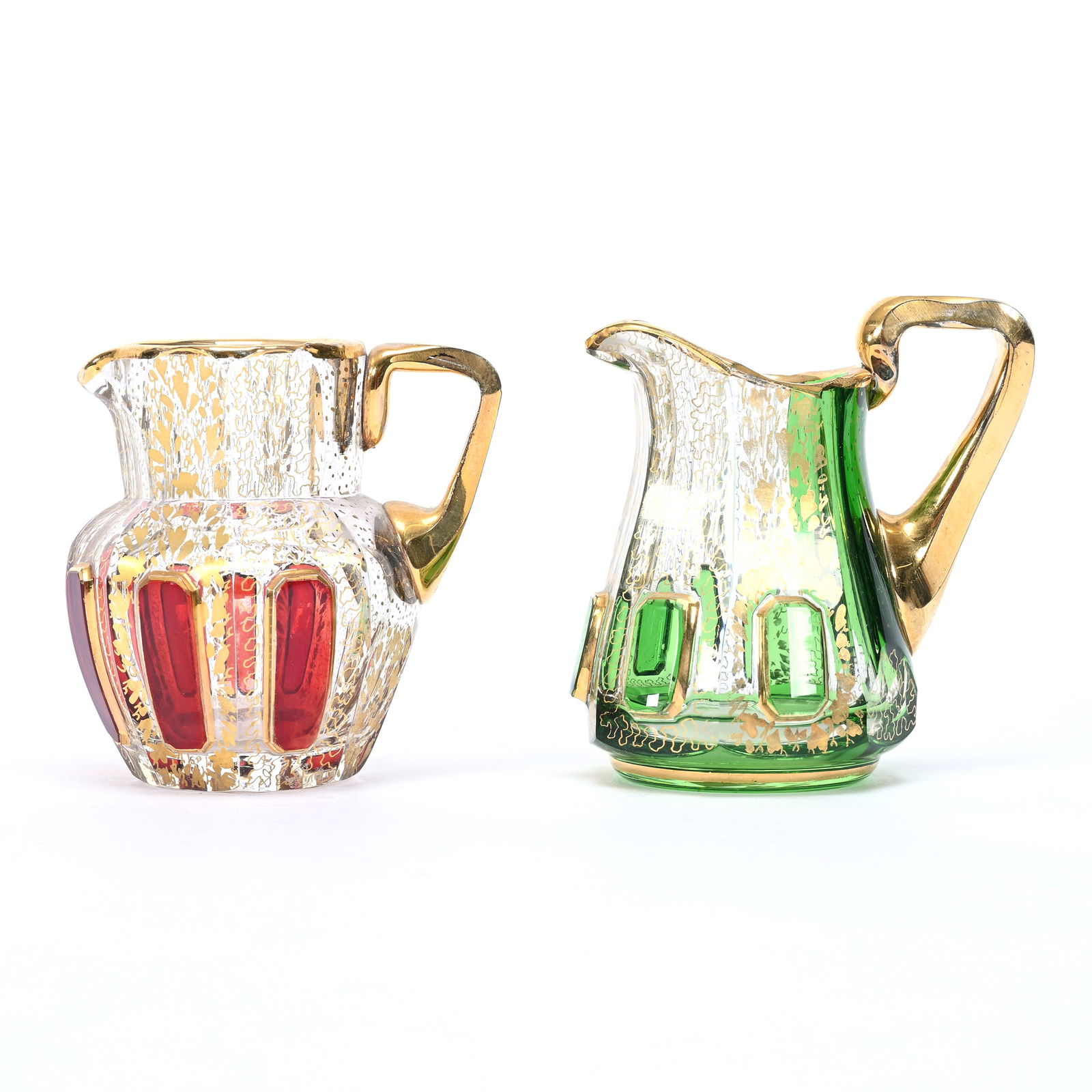 (2) Miniature Unmarked Moser Cabochon Pitchers (1 of 4)