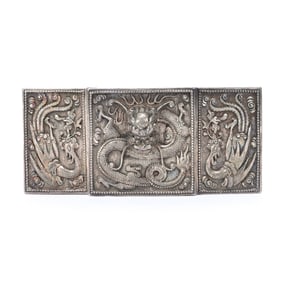 Belt Buckle, Solid Silver, Oriental Design