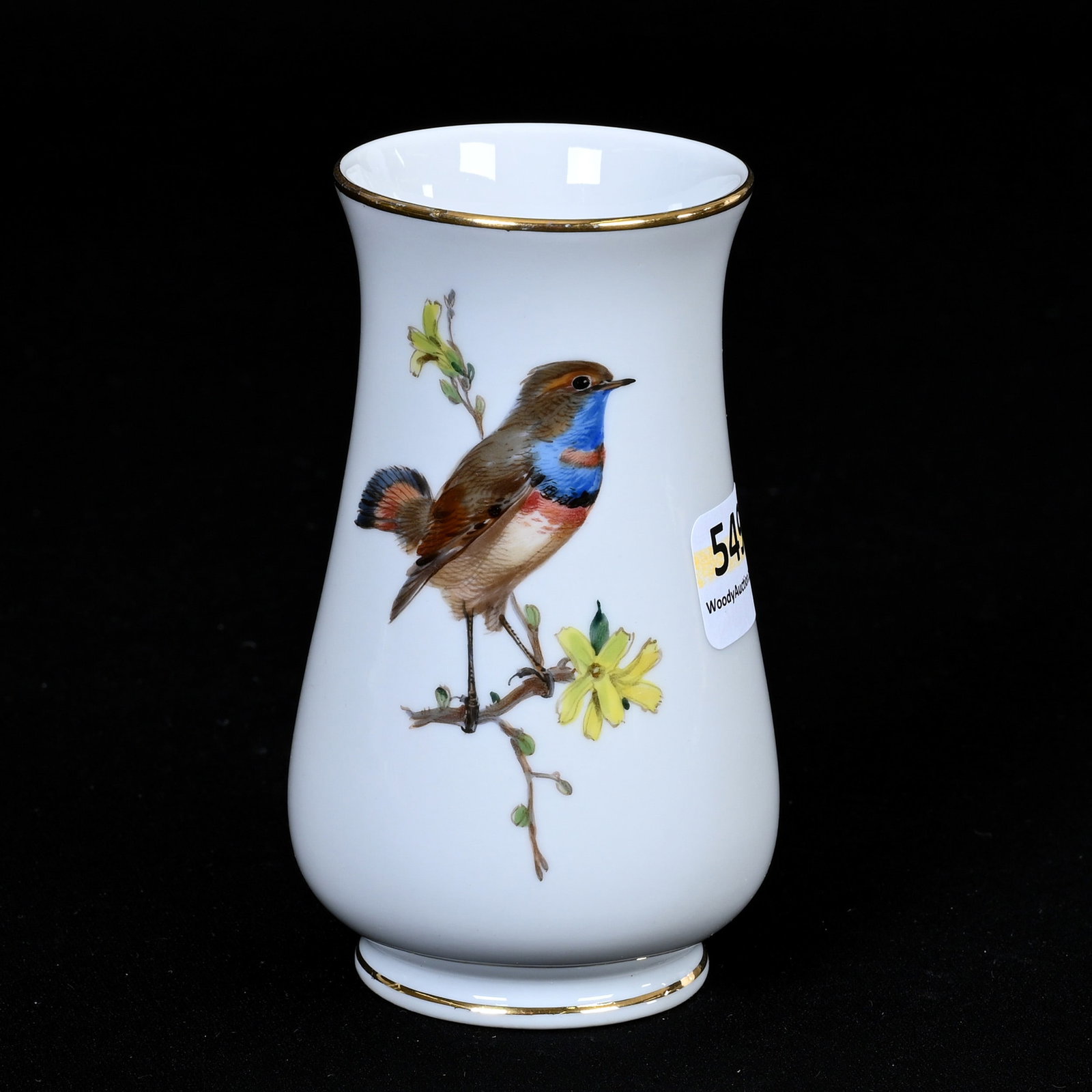 Vase, Meissen Blue Crossed Swords Mark: Vase, Meissen Blue Crossed Swords Mark, 4.25" x 2.5", Bird And Insect Decor, Frank Cox Estate, Denver, Colorado.