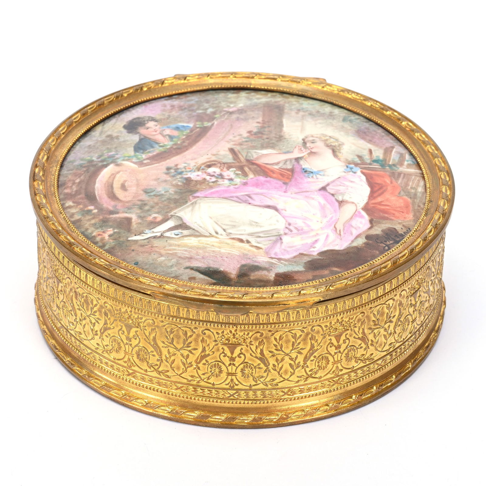 Dresser Box, Unmarked Hand Painted French Porcelain (1 of 4)