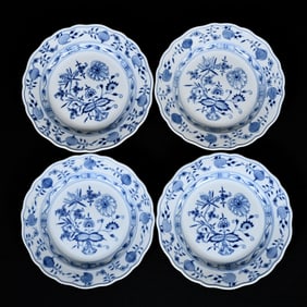 (4) Plates, Meissen Blue Crossed Swords Mark