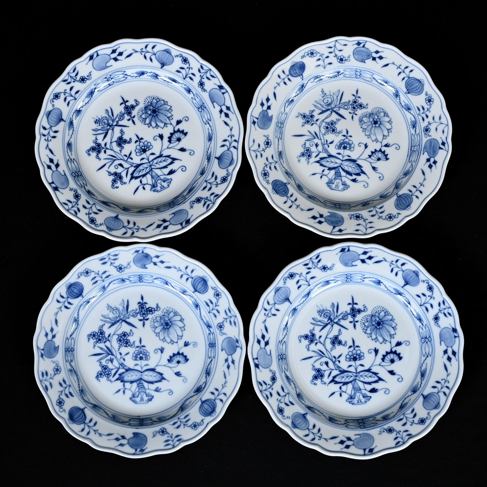 (4) Plates, Meissen Blue Crossed Swords Mark (1 of 2)