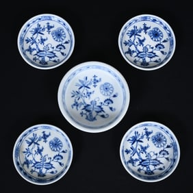 (5) Coasters, Meissen Blue Crossed Swords Mark
