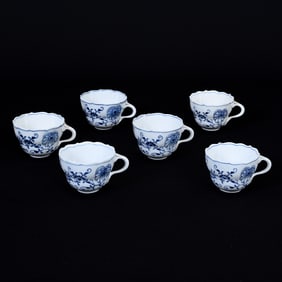 (6) Cups, Meissen Blue Crossed Swords Mark