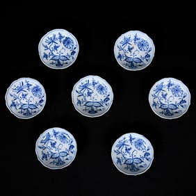 (7) Butter Pats, Meissen Blue Crossed Swords Mark