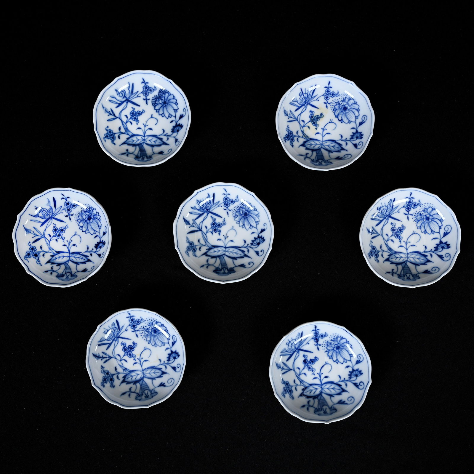 (7) Butter Pats, Meissen Blue Crossed Swords Mark (1 of 2)