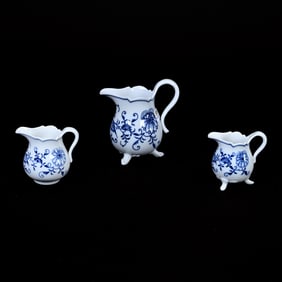 (3) Pitchers, Meissen Blue Crossed Swords Mark