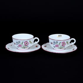 Pair Cups/Saucers Marked Ch Haviland Limoges