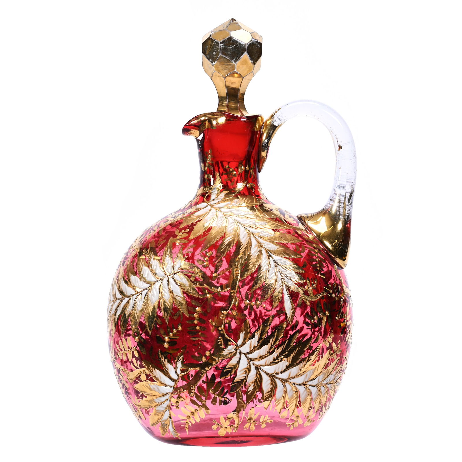 Cruet, Unmarked Moser Cranberry Art Glass (1 of 4)