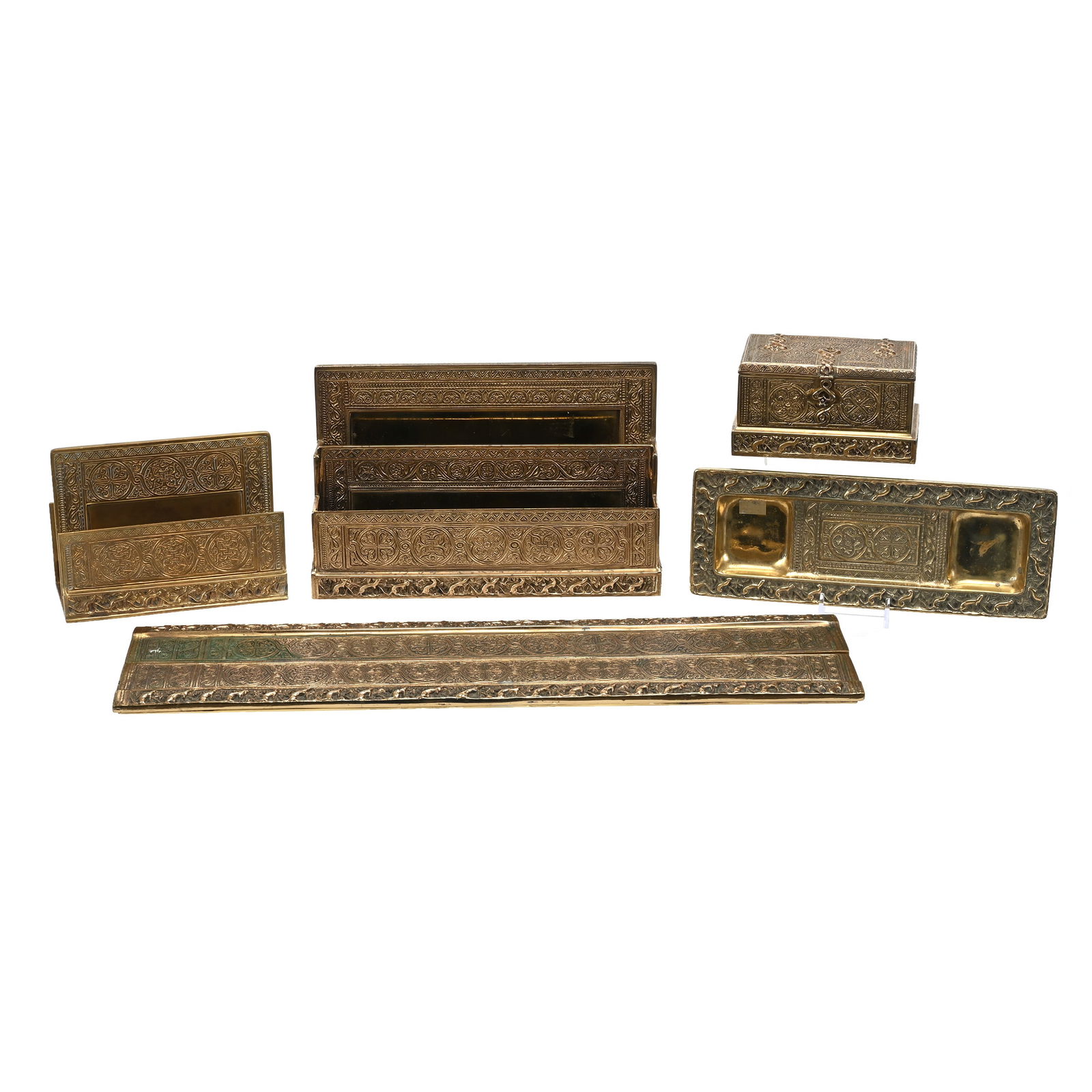 Desk Set Marked Tiffany Studios, Five Piece Set (1 of 9)