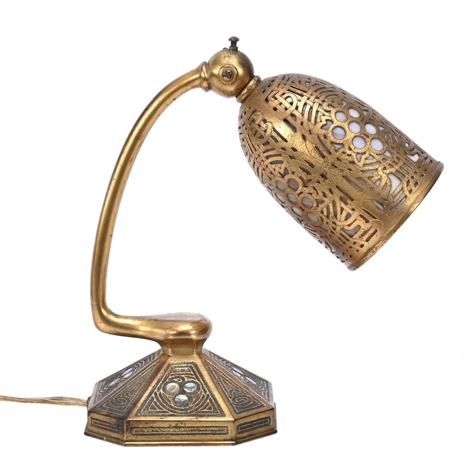 Abalone Desk Lamp Marked Tiffany Studios #556 (1 of 5)