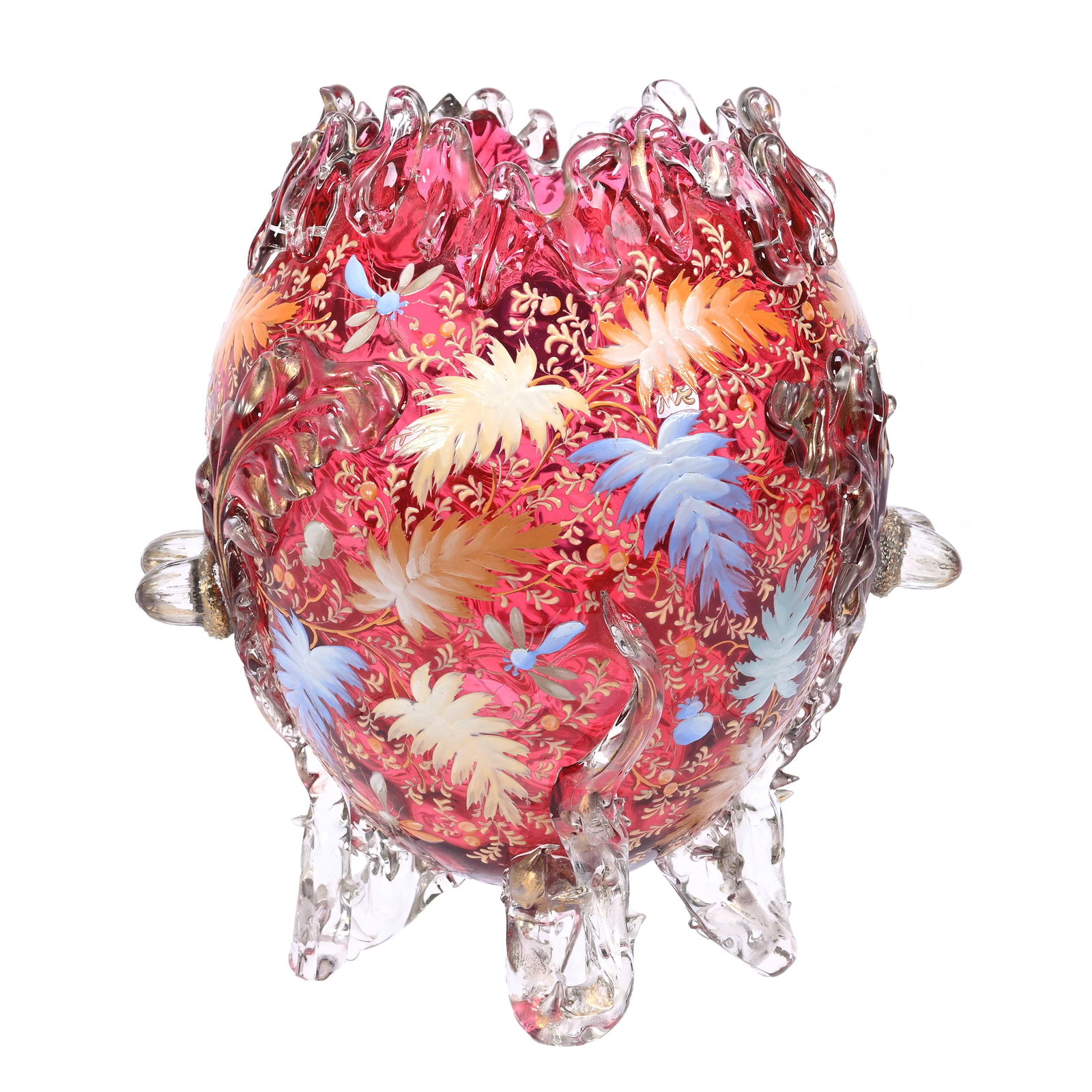 Footed Vase, Moser Cranberry Art Glass (1 of 3)