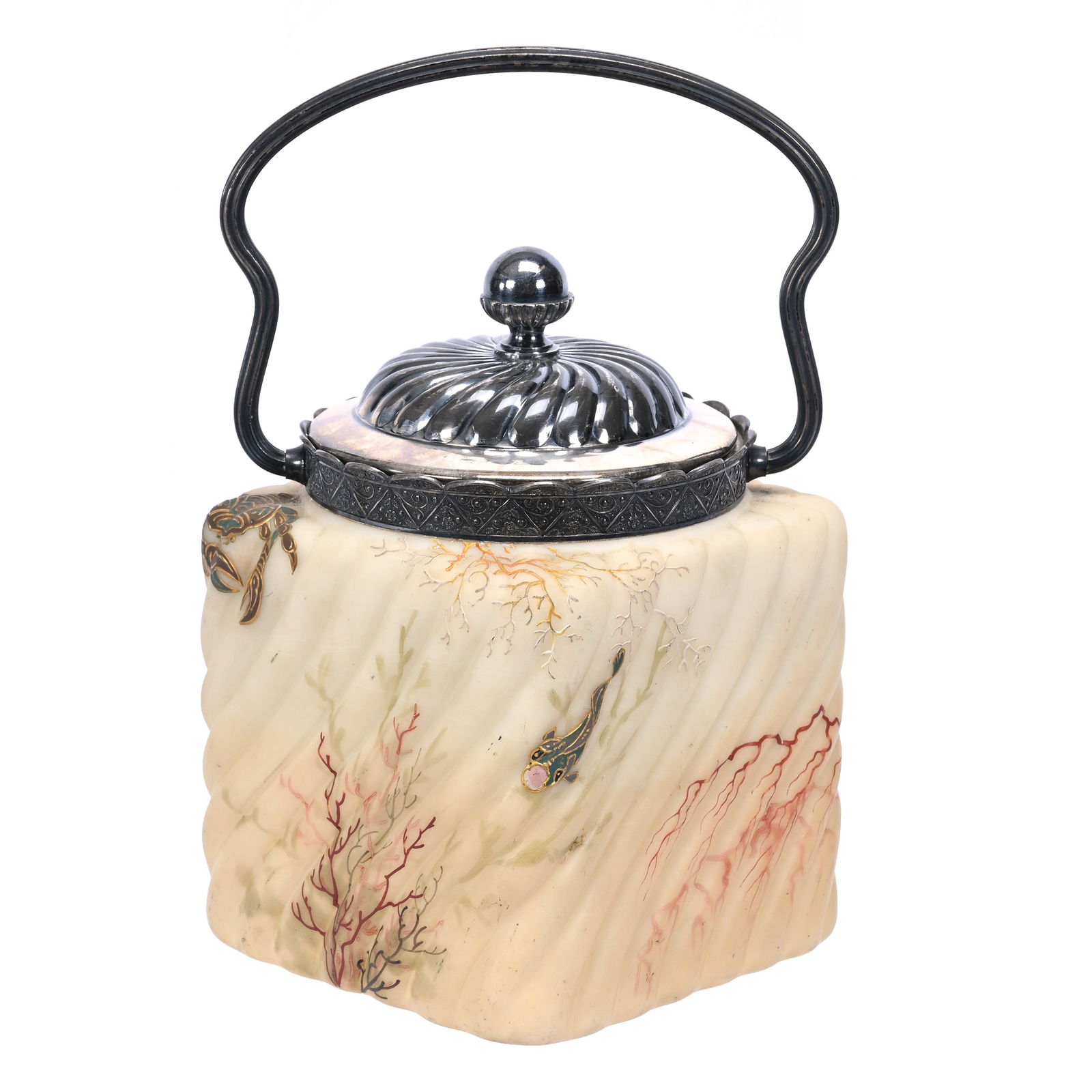 Square Biscuit Jar Marked Smith Brothers Art Glass (1 of 3)