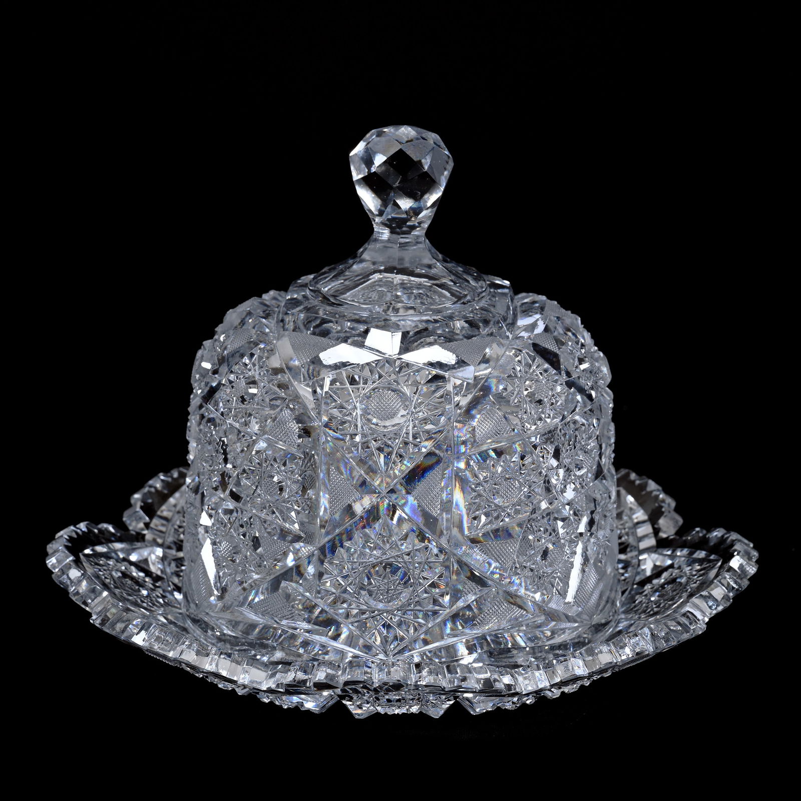 Covered Cheese Dish, American Brilliant Cut Glass (1 of 3)