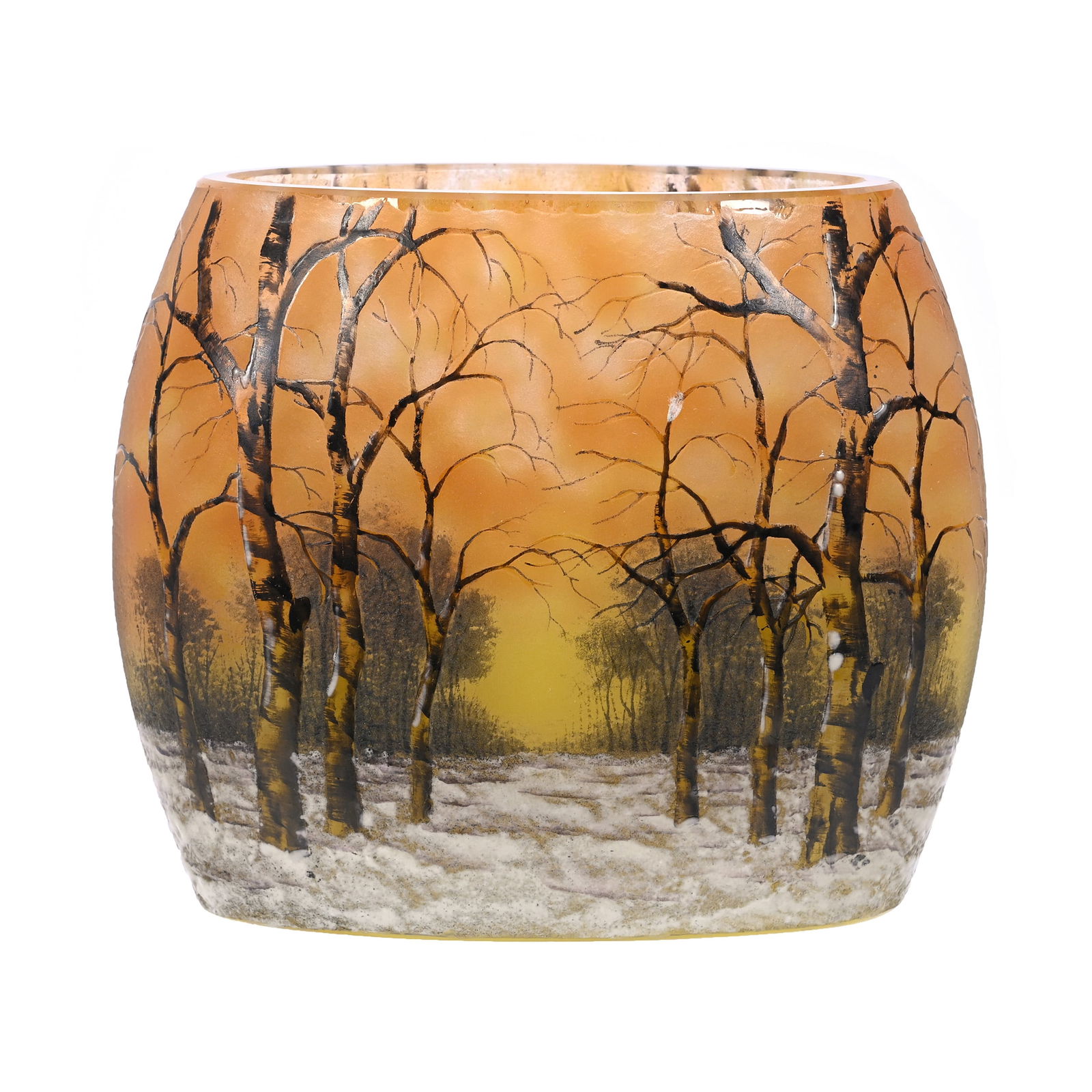 Oval Vase Signed Daum Nancy French Cameo Art Glass (1 of 3)