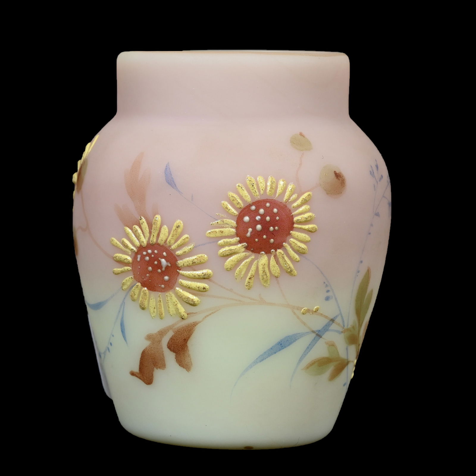 Toothpick Holder, Mt. Washington Decorated Burmese (1 of 3)