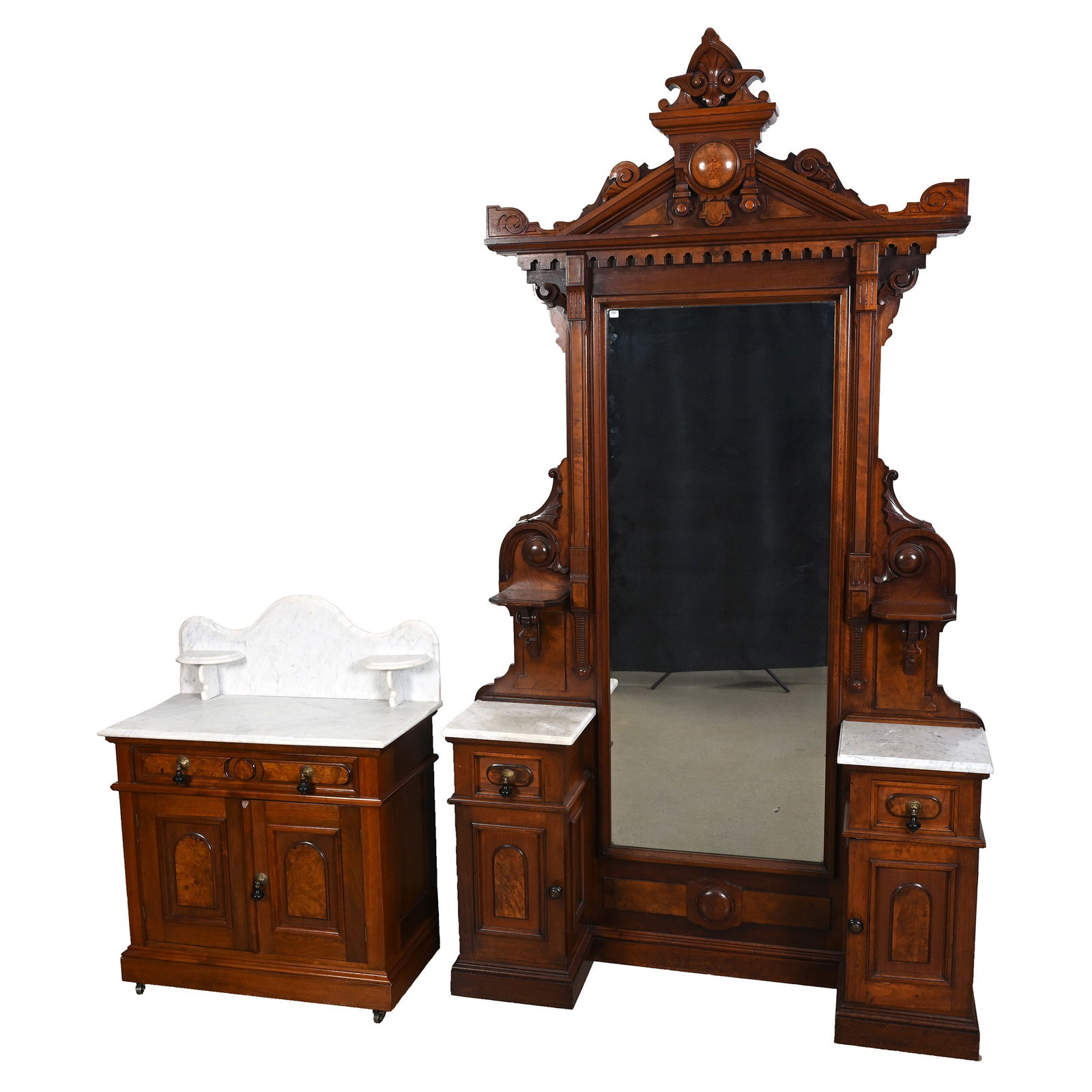 Victorian Burl Walnut Two Piece Set By Berkey & Gay (1 of 4)