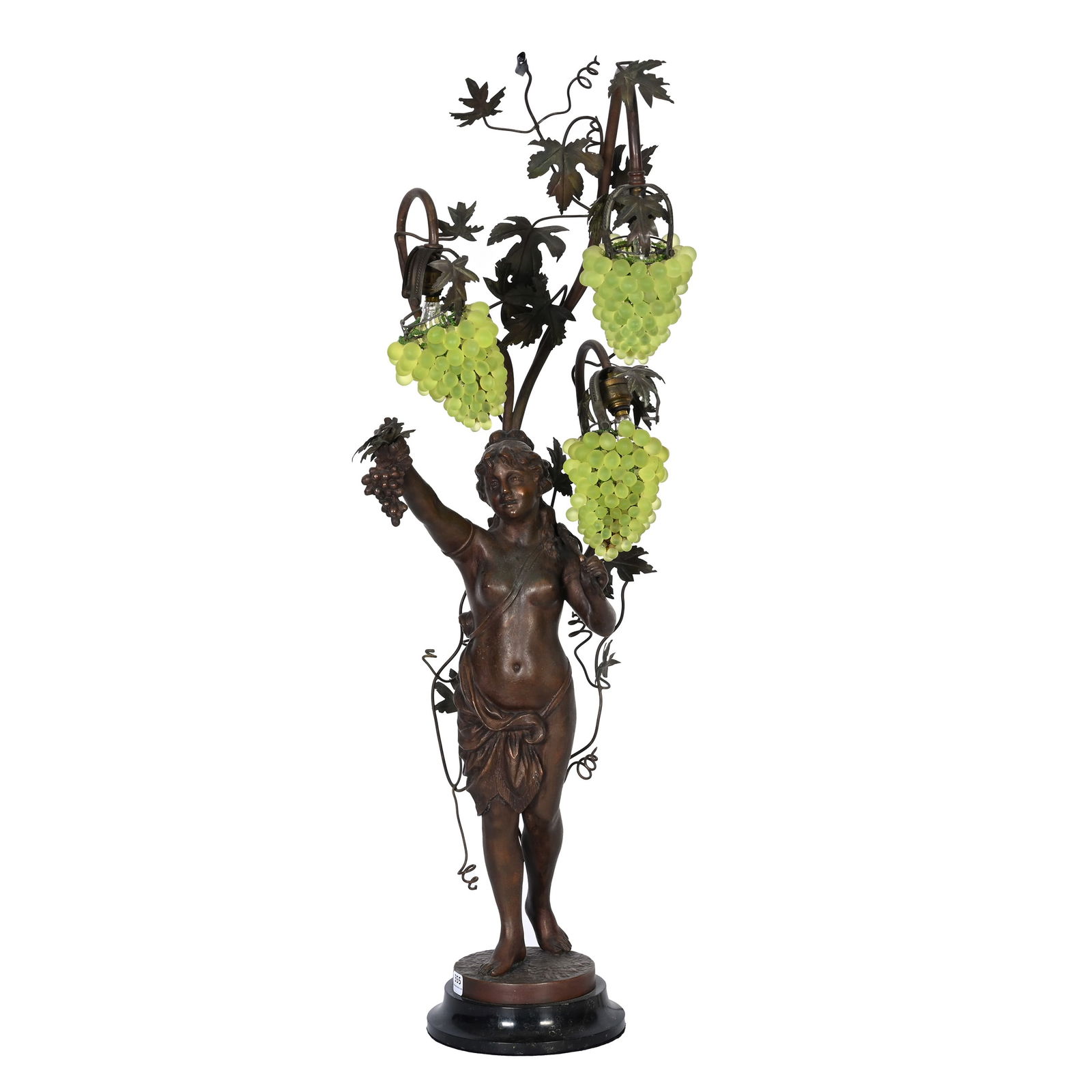 Figural Spelter Lamp, Glass Grape Shades (1 of 4)