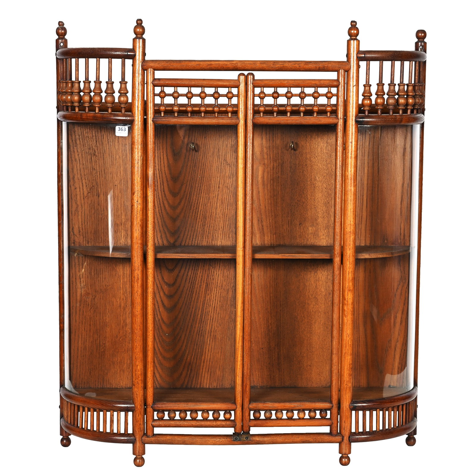 Countertop Display Cabinet, Stick And Ball Design: Furniture - Countertop Display Cabinet, Stick And Ball Design, 31.5" x 27" x 6.5", Curved Glass, Two Doors, Original Glass, One Shelf, Total Weight Of 18 Pounds. Woody Auction Cannot Ship This Item, I