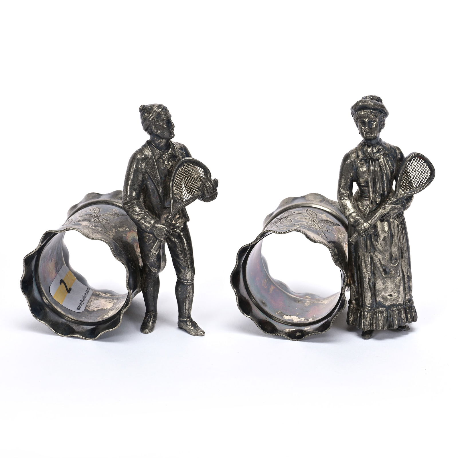 Pair Figural Napkin Rings, Tennis Players (1 of 3)