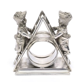 Figural Napkin Ring, Kate Greenaway Girls On Ladder