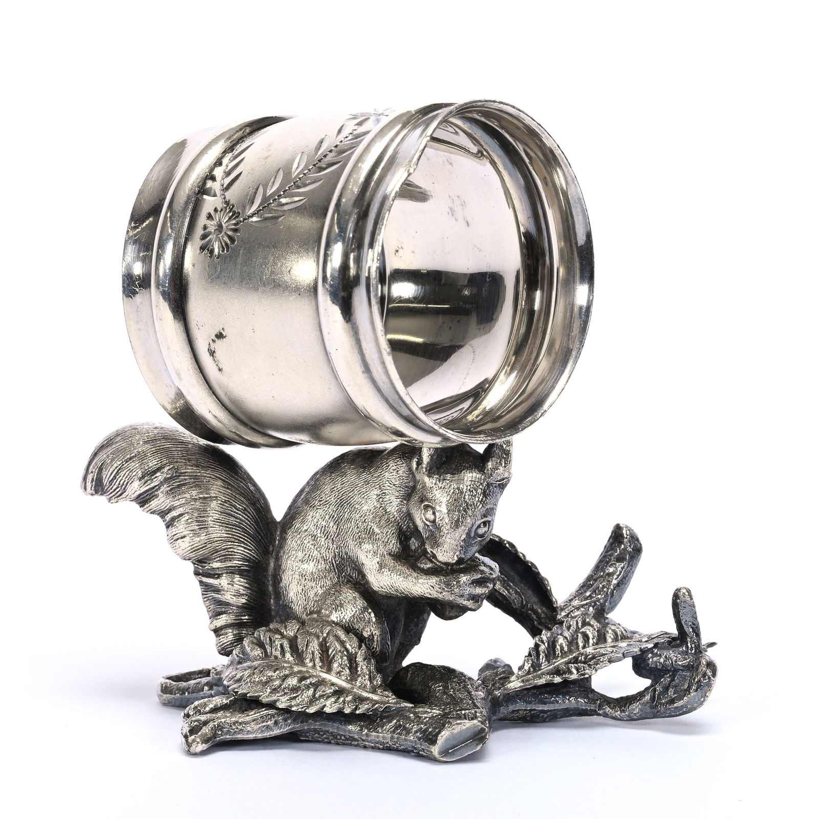 Figural Napkin Ring, Squirrel On Branch (1 of 3)