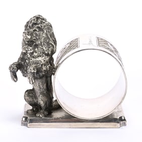Figural Napkin Ring, Poodle Begging