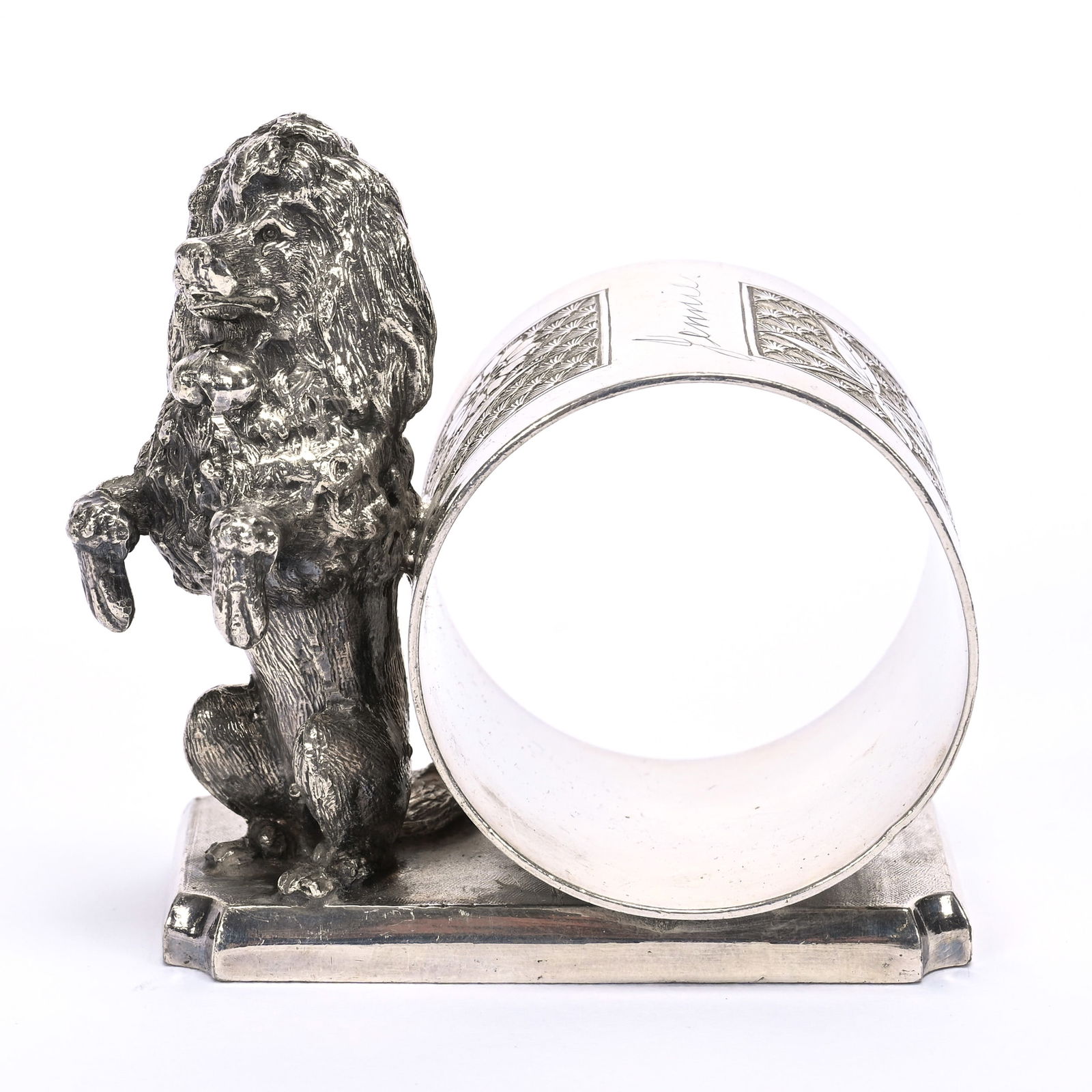 Figural Napkin Ring, Poodle Begging (1 of 3)