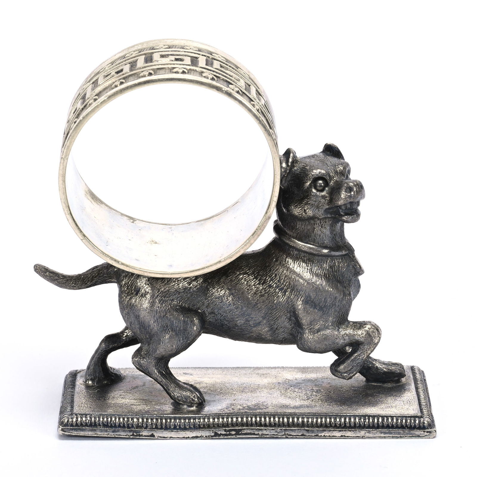 Figural Napkin Ring, Prancing Dog (1 of 3)